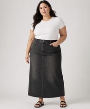 Vintage Cato Denim Skirt Black Wash Raw Hem Women  s Size 20W