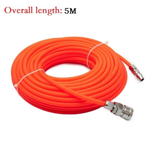 Tuyau Spirale Compresseur D'Air 6m - 5x8mm PU Bleu Avec Raccord Rapide 1/4" - Flexible Et Robuste