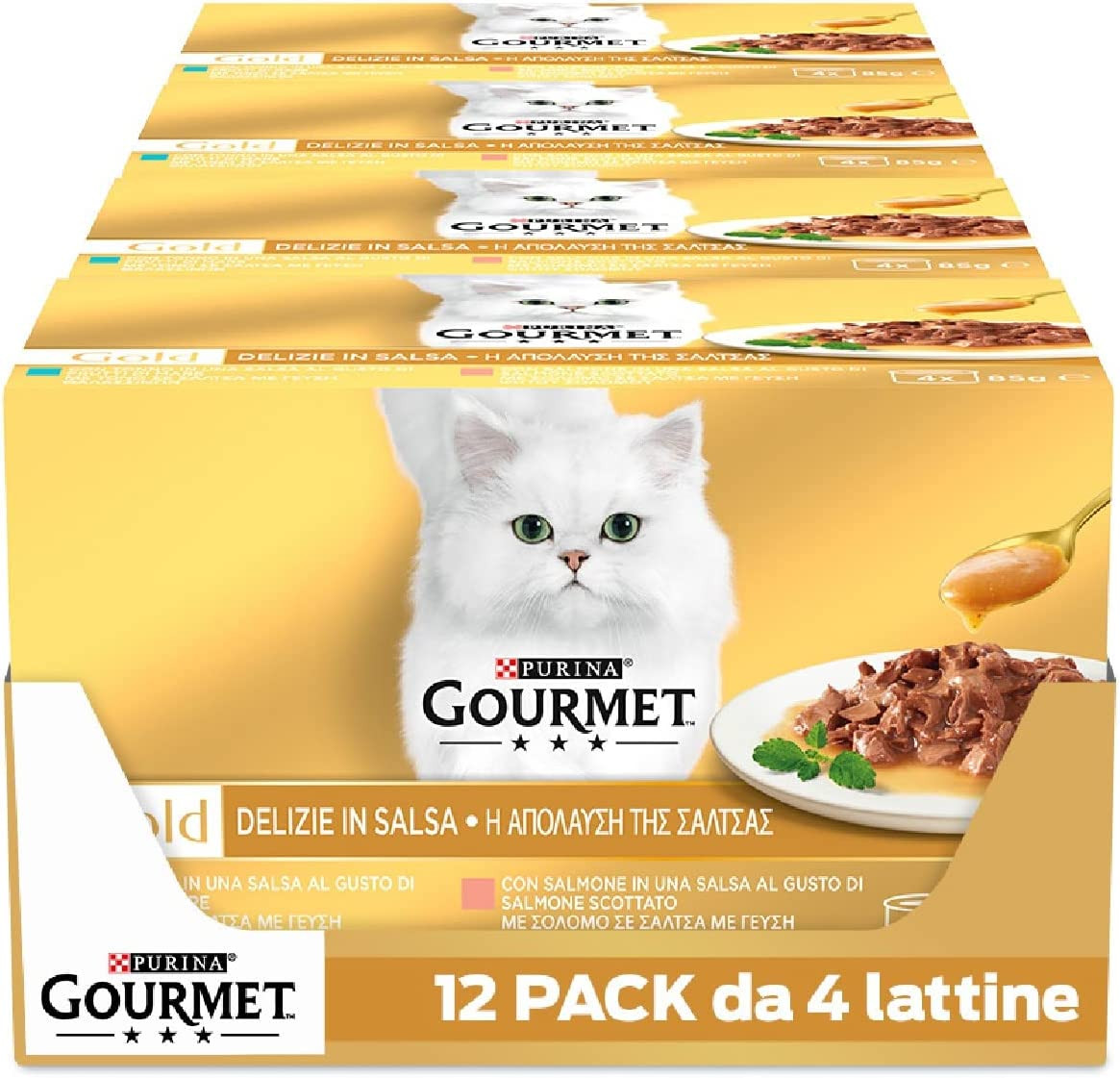 Gourmet Gold Delizie in Salsa Salmone Tonno - Scorta 48 Lattine