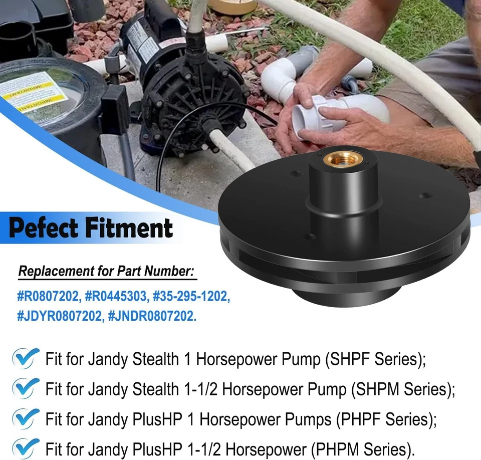 R0807202 Impeller Replacement Kit for Zodiac Jandy SHPF/PHPF SHPM/PHPM 1HP/1.5HP - Image 3 of 4