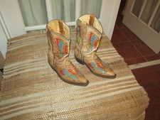 Corral Boots YOUTH Size 1 Butterfly Pointed Toe Embroidered Cowgirl Western