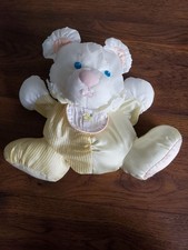 Vintage 1988 Fisher Price Puffalump Baby Pastel Yellow Bear Mouse Rattle Plush