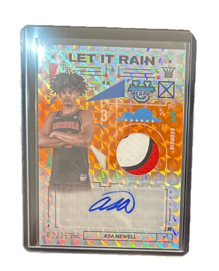 2024-25 Asa Newell Bowman U Best Let It Rain ORANGE Relic Autograph Card #01/25