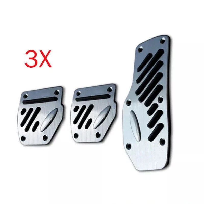 Cubierta de pastillas para pedales de pedal acelerador de coche de aleación de aluminio de 3 piezas para embrague de freno Foto 3 de 4