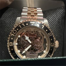 Invicta Men's Dia De Los Muertos Skull Two-Tone Skeleton Dial Stainless Bracelet