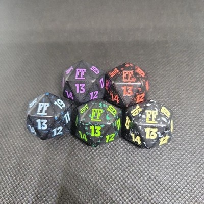 Complete Set of 5 Spindown Dice D20 Final Fantasy FF MTG Magic The Gathering POD