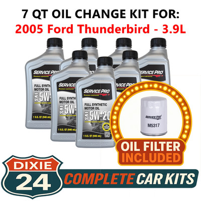 Fits: 2005 Ford Thunderbird 3.9L 6,000 Mile Synthetic Oil & Filter Kit (5W-20)