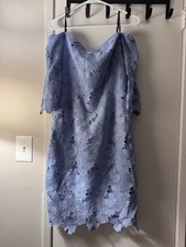 Vince Camuto Off The Shoulder Lace Blue Knee Length Dress Size 6