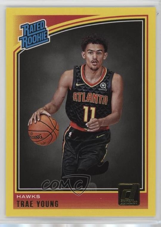 2018-19 Panini Donruss Rated Rookies Yellow Flood Trae Young #198 Rookie RC 1nx0