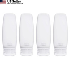 Silicone Travel Bottles for Toiletries TSA 100ml/3.4oz, 4 White 100ml