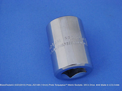 PROTO Professional J5214M Metric 14mm 12 Point 3/8'' Drive Socket   Made in USA  