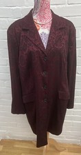 Vintage Etam Longline Jacket Uk 22 Baroque Deep Red Burgundy Formal Coat