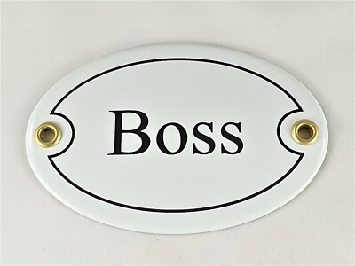 Türschild oval - Boss - Geschenk Hotel Jugendherberge Infoschild Emaille Email