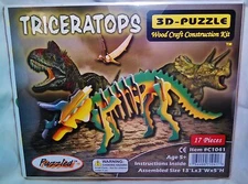3D PRE-COLORED WOOD PUZZLE "TRICERATOPS" BY PUZZLED