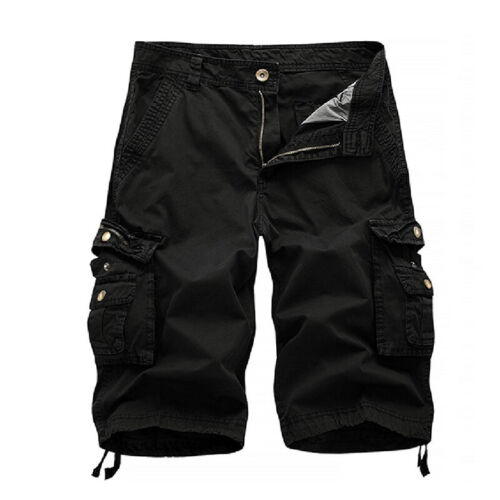 Summer Men Cargo Shorts Combat Twill Work Chino Knee Length Pants Pockets CA - Foto 16 di 22
