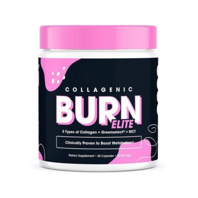 Collagenic Burn Elite, Collagen Peptides Infused Thermogenic Fat Burner 60Count