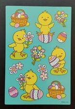 Vintage American Greetings Sticker Sheet - Easter Chicks Basket Eggs
