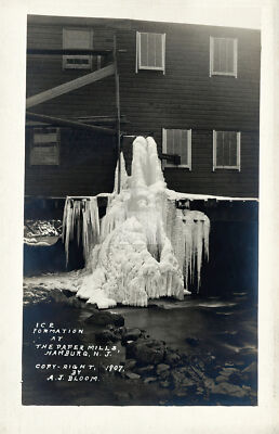 Ice formation at the paper mills Hamburg NJ 1907 RPPC Photo Postcard COPY