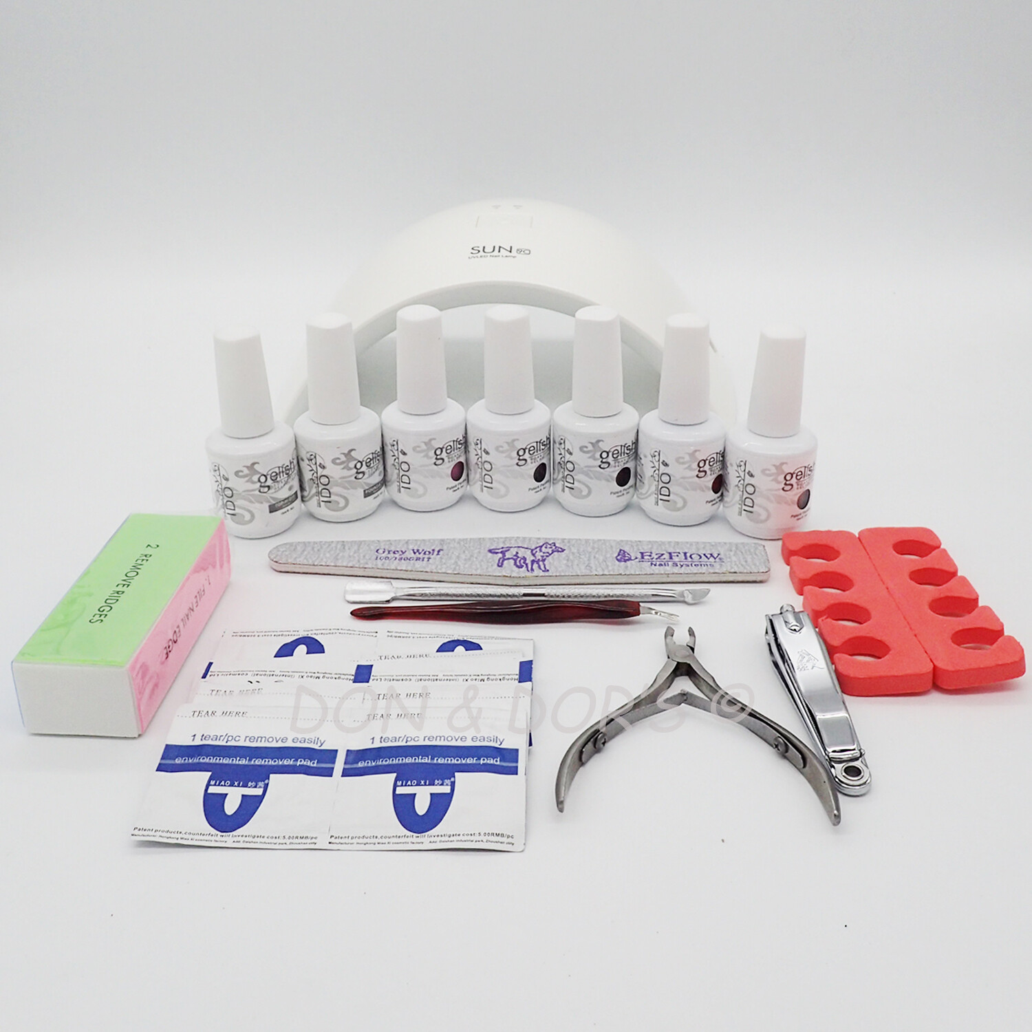 Sun9c Led Uv Lamp 7 Bottles I DO Gelish Soak Off Gel Nail Polish Full