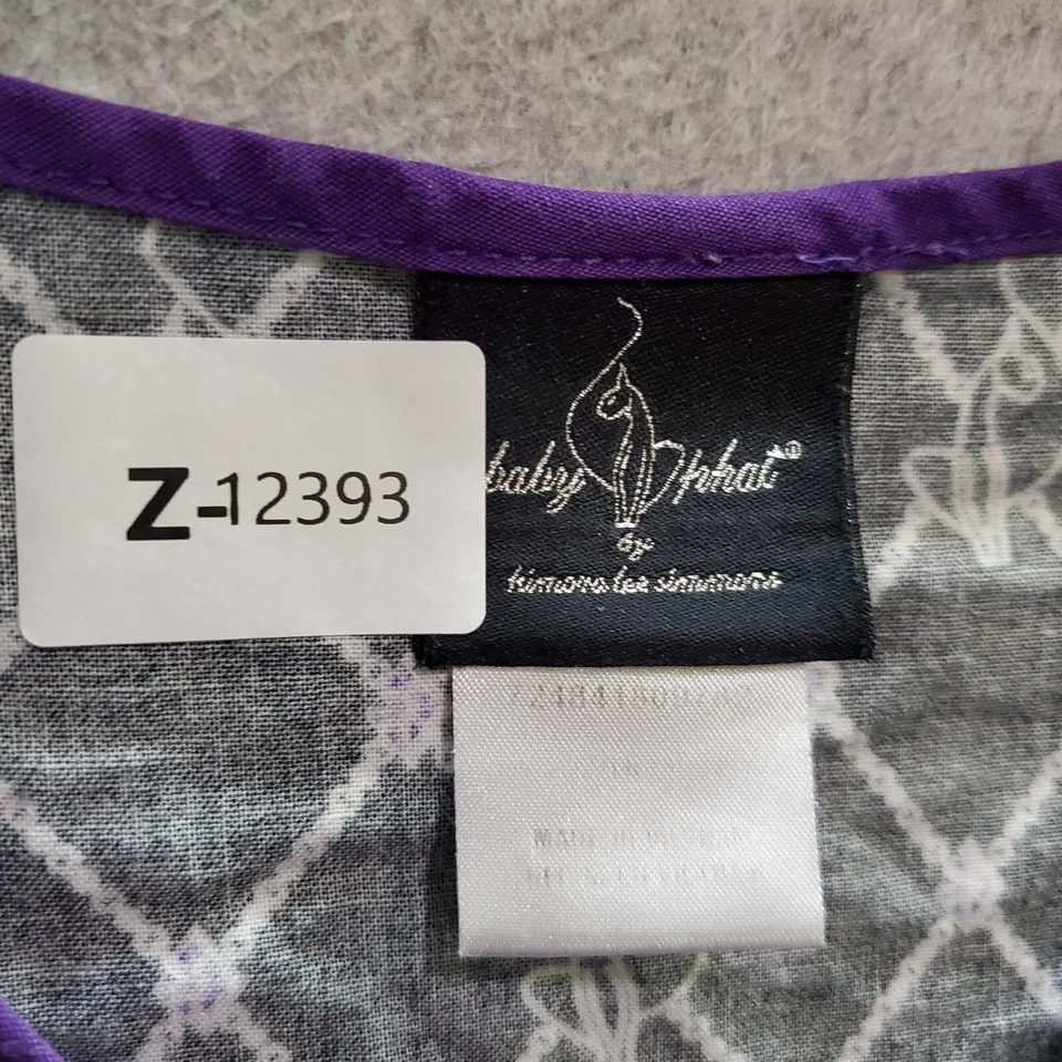 Baby Phat Women Scrub Top Small Black Diamond Logo Allover Faux Wrap V Neck - Image 2 of 4