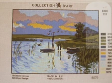 Collection d'Art needlepoint canvas 9 x 12 Lake at sunset 6.079