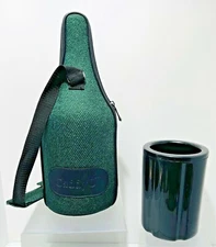 Caddy-O Hunter Green Insulated Wine Bottle Cooler, chillers insert & carry strap