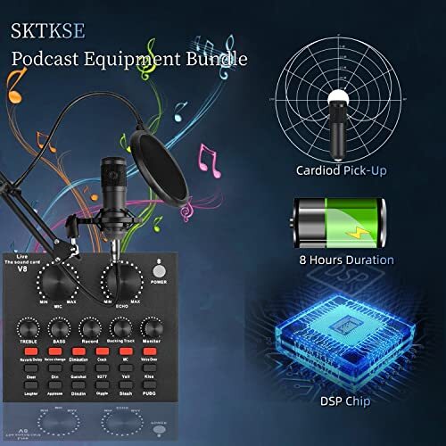 Podcast Equipment Bundle, with BM800 Podcast Microphone and V8 Sound V8-Black - Bild 2 von 7