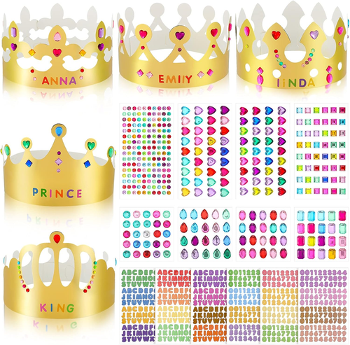 Paper Princess Prince Crowns for Kids Birthday Party Hats Gold for Boys Girls DI
