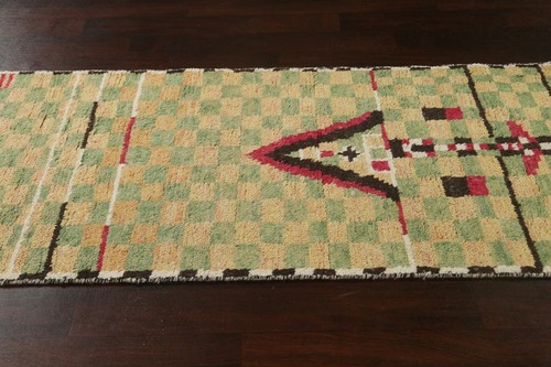 3'x12' Geometric Tribal Moroccan Oriental Runner Rug Wool Hand-knotted Hallway - Picture 9 of 12