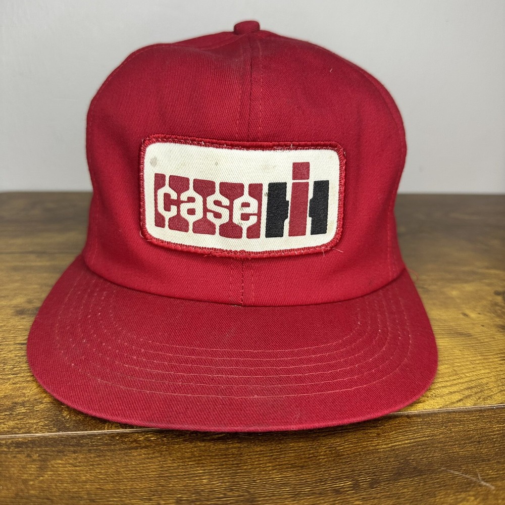 Vintage Case IH Tractor Farm Snapback Trucker Hat Red Black USA