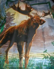 MAJESTIC MOOSE HAUTMAN SHOWER CURTAIN 70" X 72" 100 POLYESTER SOLD AS IS