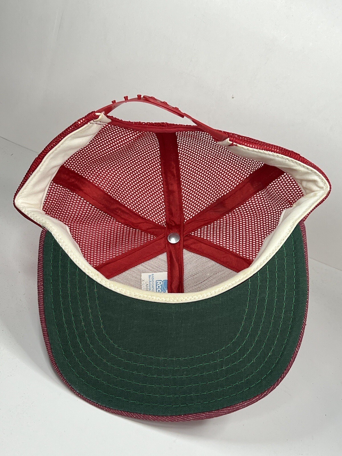 Hat Mesh Sample Vintage Radio Cap Company RCC Red Denim Mesh Patch Sample Demo Hat Made ...