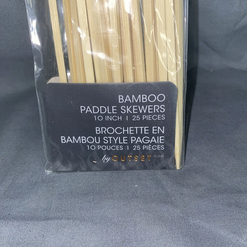 25 Paddle Flat Head Bamboo Skewers BBQ Premium Original Style Picks - Image 2 of 4