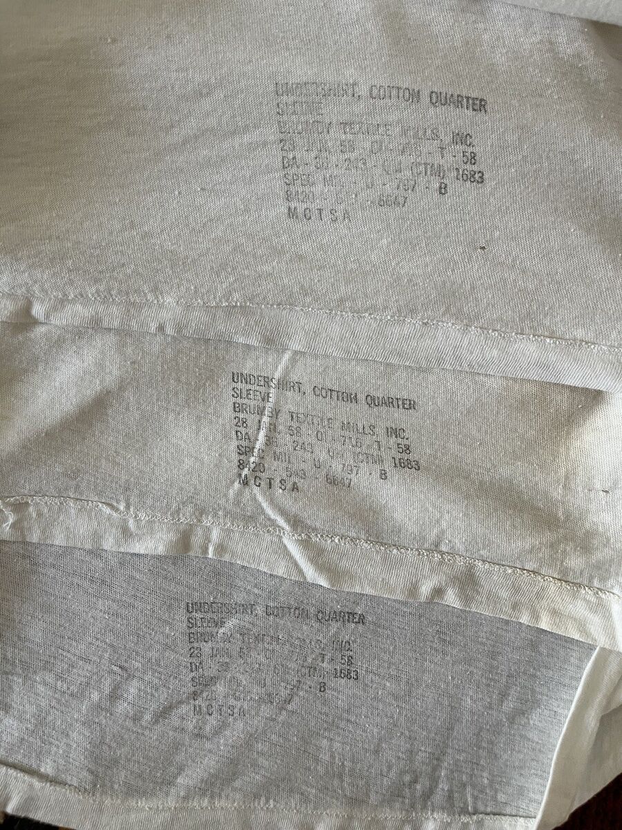 Vtg Deadstock 1958 Set of 3 US Military Blank White T-Shirt Vtg Deadstock 1958 Set of 3 US Military Blank White T-Shirt