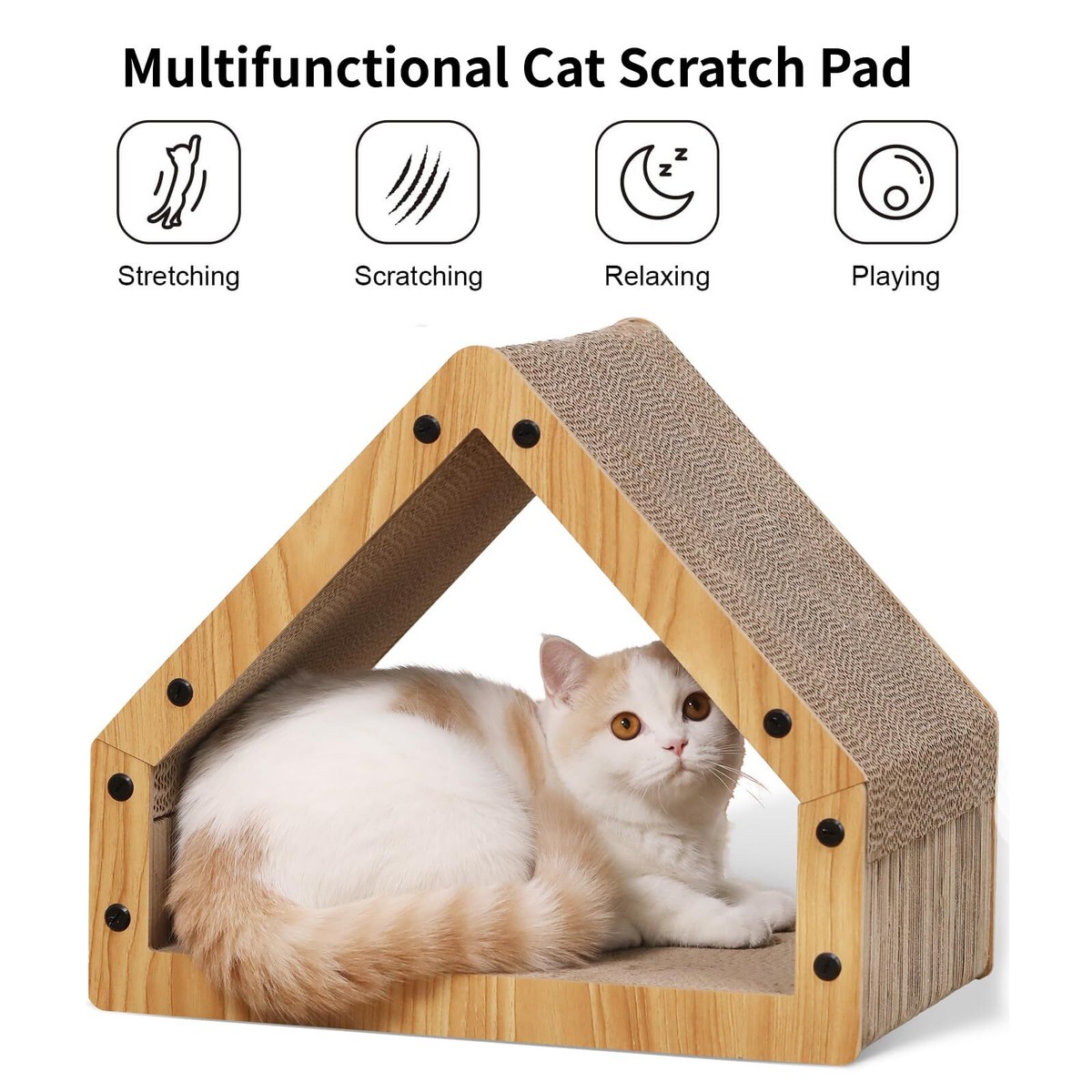Cat Scratcher House Cozy Cardboard Design Safe and Secure for