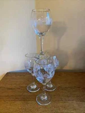 SET OF 4 Libbey - Lynn's China PINES Winter Wonder Frosted Wine Glasses; Arby's