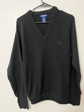 Izod Sweater Mens Long Sleeve Black M Made in USA V Neck Large Pullover Casual