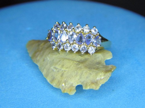 Beautiful Tanzanite Ring 14K Solid Yellow Gold Genuine Tanzanite Sz 8.25 Beauty - Picture 2 of 12