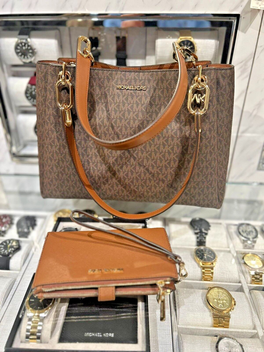 Michael Kors Trisha Large Triple Gusset Shoulder Bag + Double Zip