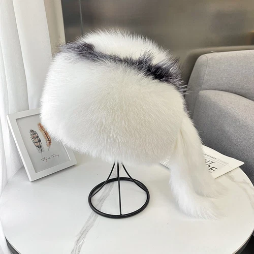 Damen Echt Fuchspelzmütze Russische Uschanka Mütze Kosaken Mongolei Mütze Warm Skimütze - Bild 13 von 20