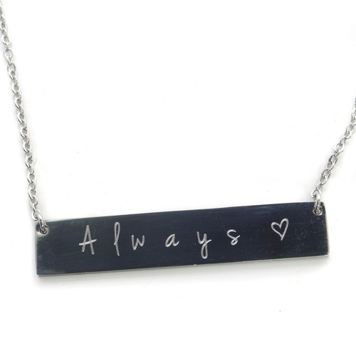 Collar personalizado grabado nombre coordenadas fecha nacimiento barra oro rosa plata - Imagen 7 de 9