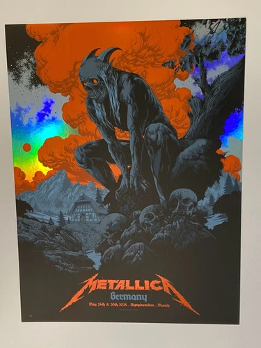 Metallica FOIL Poster Munich Germany 2024 by Ken Taylor Numbered xx/35