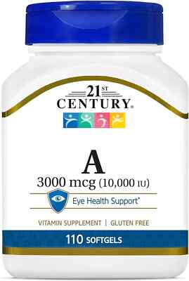 A 10, 000 I.U. Softgels 110Count Vetamin A Eye health 3000mcg Vetamin Supplement