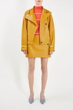 Topshop By Unique Runway Raleigh Blouson Yellow Leather Jacket Size M Nwt $700