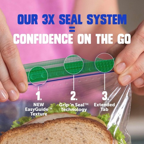 Ziploc Snack Bags with Easy Guide Texture Grip 'N Seal 270 Bags total - Picture 2 of 4