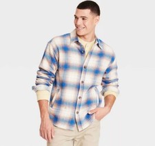 Men's Heavyweight Flannel Long Sleeve Button-Down Shirt - Goodfellow  Co Large