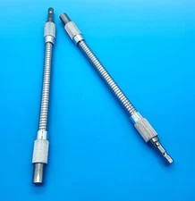 2Pc 8" Long x 1/4" Hex Drive Socket Metal Flexible Extension Bar Shaft