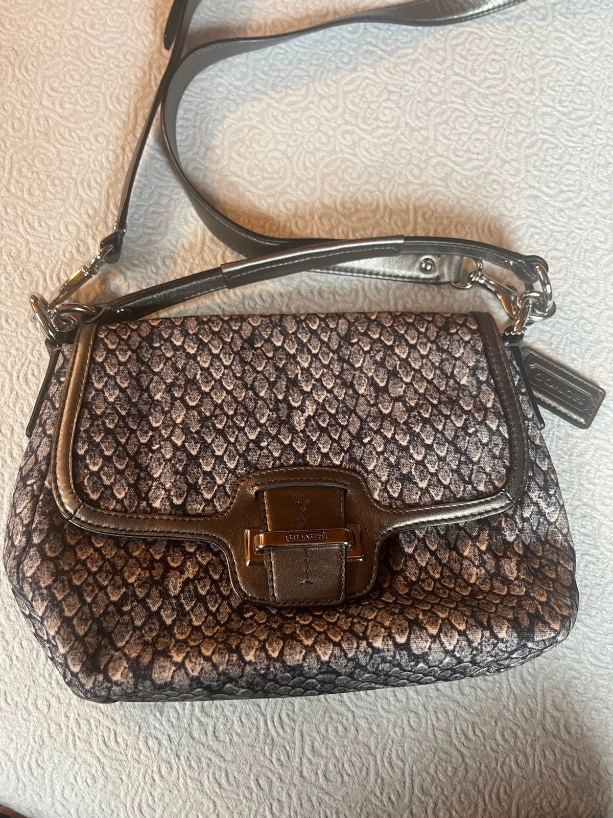 Coach handbag Grey fabric design Gem