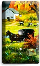 AMISH COUNTRY FARM BARN COWS HORSE CARRIAGE LIGHT DIMMER CABLE PLATES ROOM DECOR