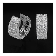  Creolen 17 x 7 mm Ohrringe 925 Silber Scharniercreole mit Zirkonia